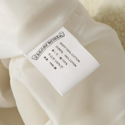 Horseshoe Embroidered Sherpa Jacket - Black Cream Gothic Coat 825