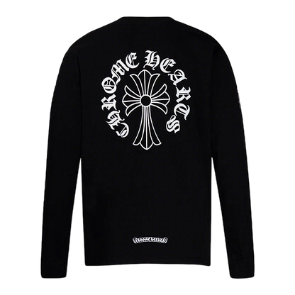 Gothic Cross & Graphic Print Long-Sleeve Crewneck Sweatshirts (Black/White)