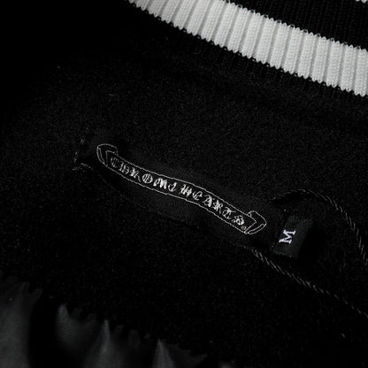 Layered Cross Varsity Jacket - Black White Street Style Outerwear 2208