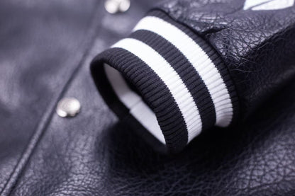 Embroidered Sleeve Varsity Jacket - Black Streetwear Coat 5577