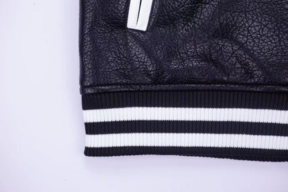Embroidered Sleeve Varsity Jacket - Black Streetwear Coat 5577