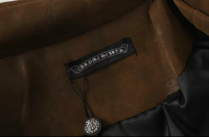 Cross Patch Suede Jacket - Brown Gothic Streetwear Outerwear 8833