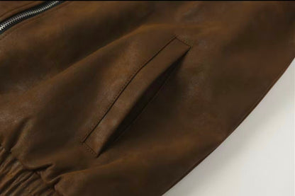 Cross Patch Suede Jacket - Brown Gothic Streetwear Outerwear 8833