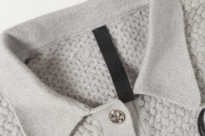 Gothic Cross Knit Cardigan - Black Grey Streetwear Jacket 904