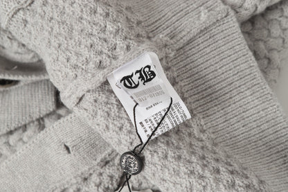 Gothic Cross Knit Cardigan - Black Grey Streetwear Jacket 904